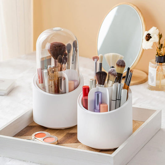 Makeup Brush Organizer 360 Degree Rotating Dust-Proof Protection and Organization Techs Treasure